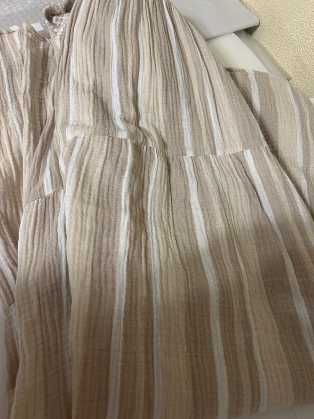 Light Beige and White Striped Maxi Dress - Sleeveless Tiered Summer Dress - Picture 7 of 7